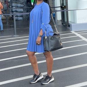 Blue mini dress. Comes with the necklace.